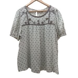 Flower & Feather Boho Embroidered Top